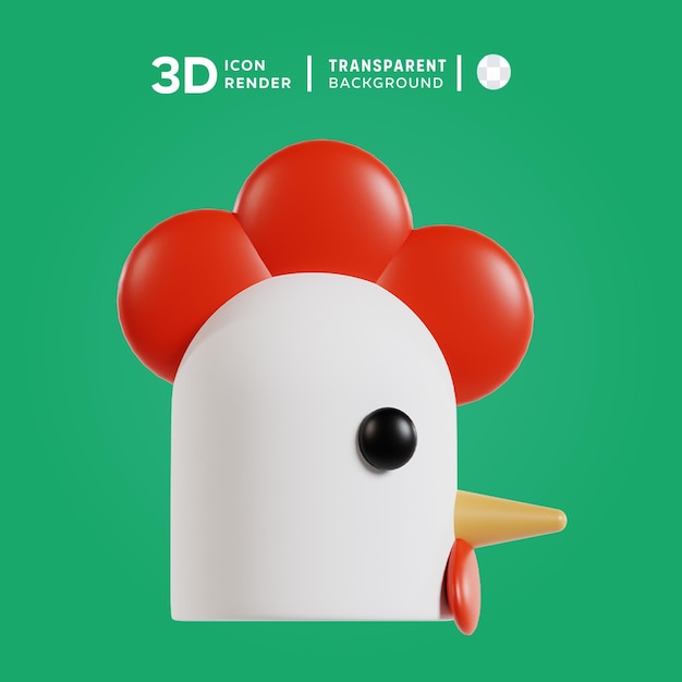 Chicken 3d illustration rendering 3d icon colored isolated