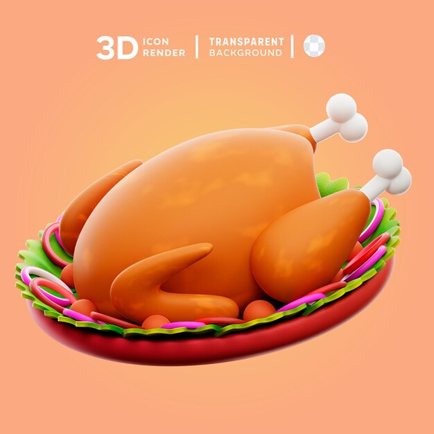 PSD rendering dell'illustrazione 3d del pollo