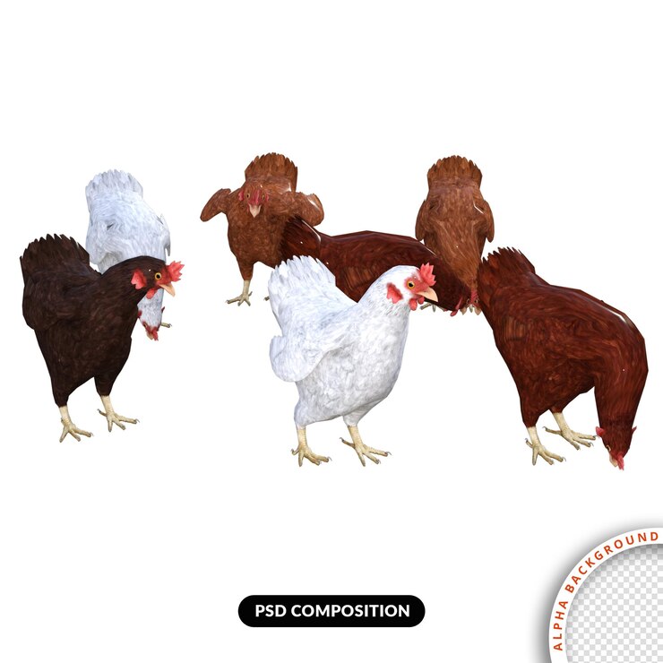 PSD chicken 3d rendering premium psd