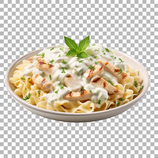 PSD pasta di pollo alfredo su sfondo trasparente