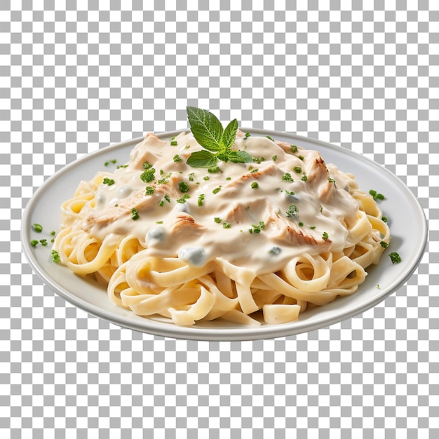 PSD chicken alfredo pasta on transparent background