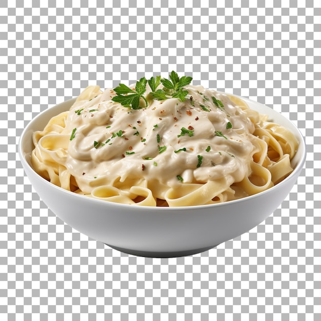 PSD pasta di pollo alfredo su sfondo trasparente