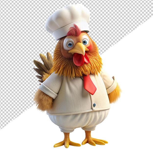 PSD chicken chef on transparent background