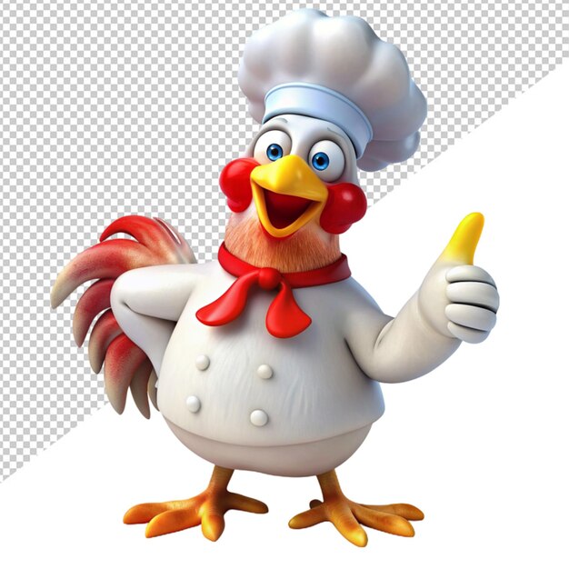 PSD chicken chef on transparent background