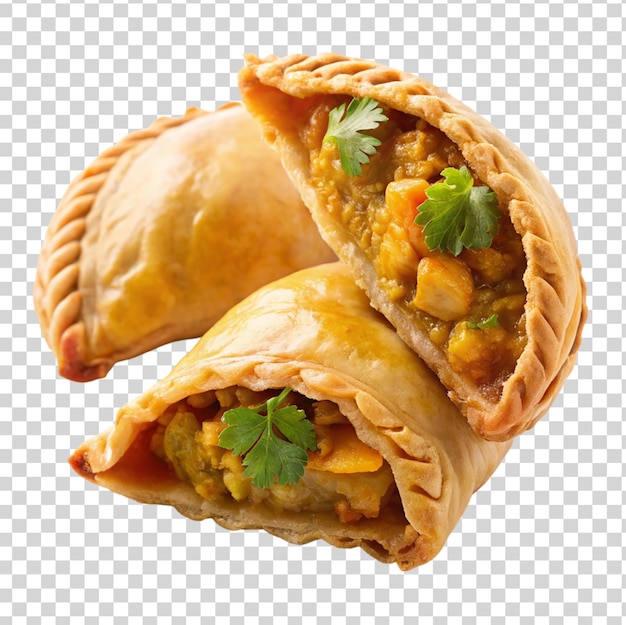 Chicken curry puff isolated on transparent background