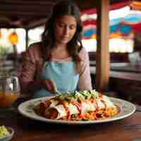 PSD chicken enchiladas mexicaans eten texmex in de bar van het strandrestaurant