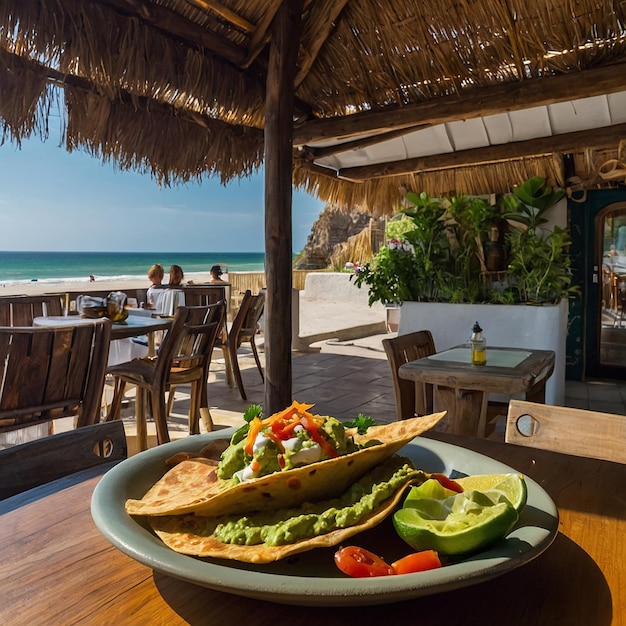 Chicken enchiladas mexican food texmex at the beach restaurant bar