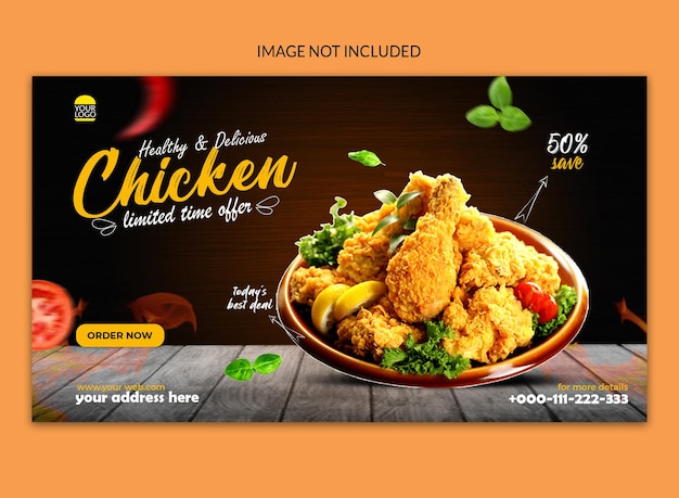 PSD banner web dei social media del menu del cibo di pollo