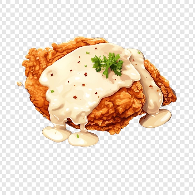 PSD chicken fried steak isolated on transparent background