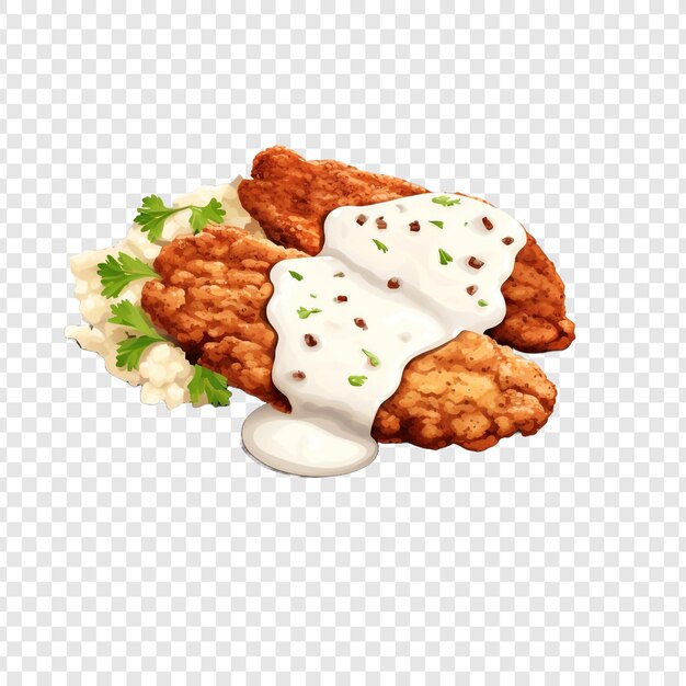 PSD chicken fried steak isolated on transparent background