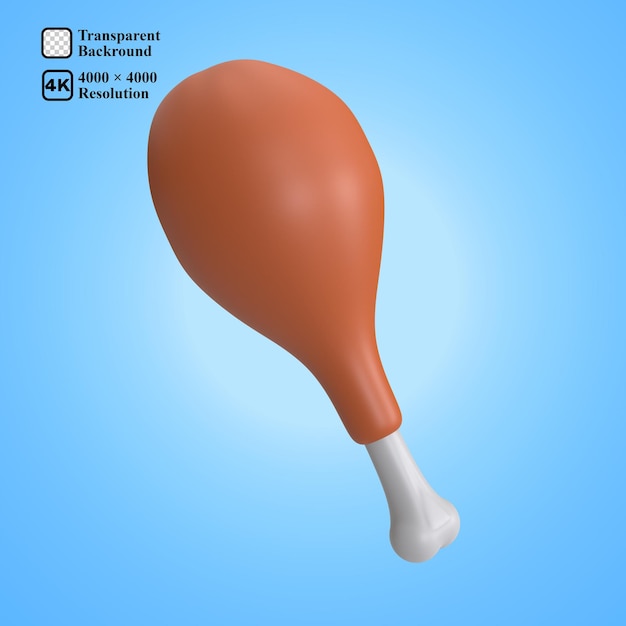 chicken fry 3d icon