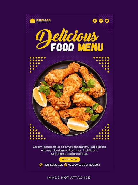 Chicken fry web banner template social media