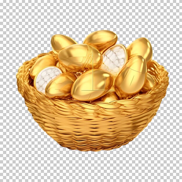 куриные золотые яйца, выделенные на прозрачном фоне