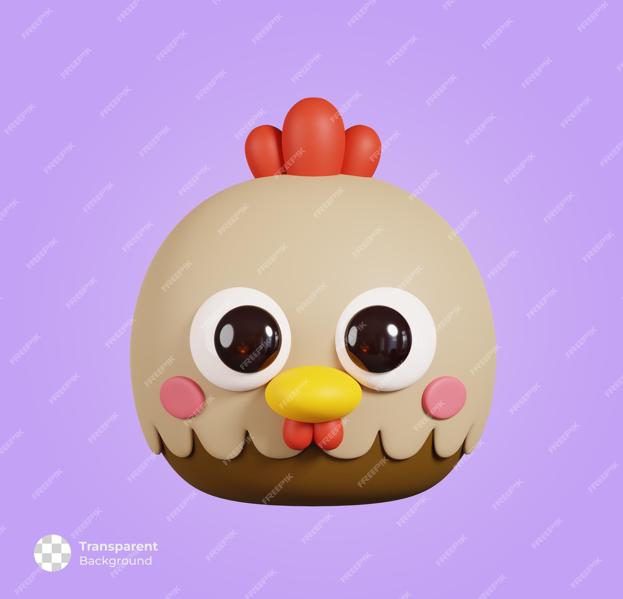 Premium PSD | Chicken hen front view isolated cute cartoon animal head 3d render illustration Premium PSD | Chicken hen front view isolated cute cartoon animal head 3d render illustration