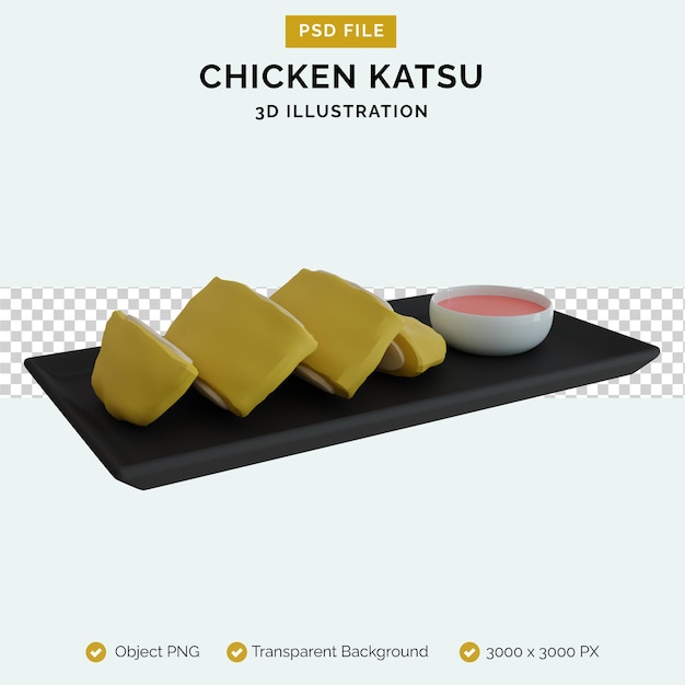 Chicken katsu 3d illustration