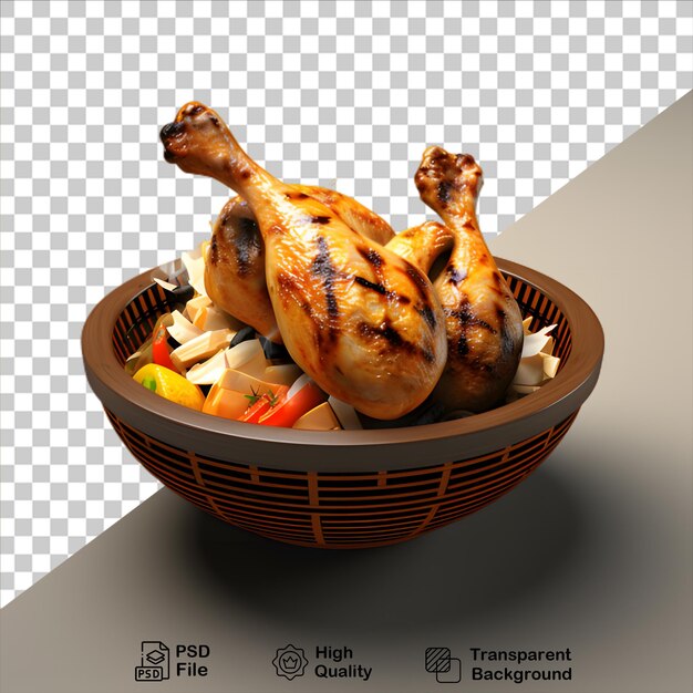 PSD chicken meal in bowl isolated on transparent background include png file