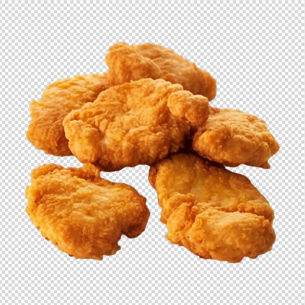 Chicken nuggets are stacked on top of each other.