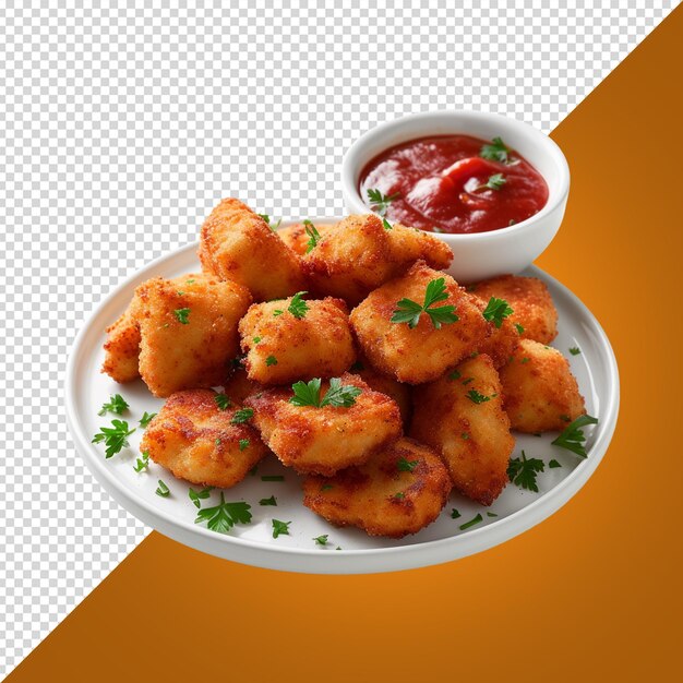 Nuggets di pollo isolati su sfondo bianco