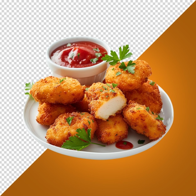 Nuggets di pollo isolati su sfondo bianco