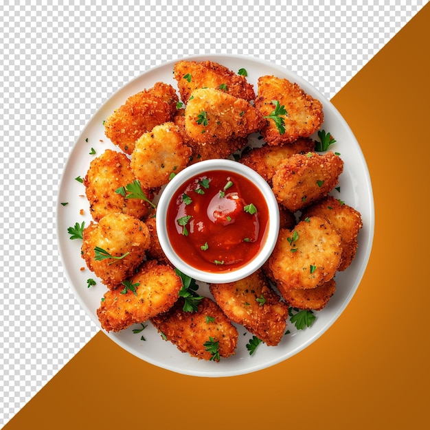 Nuggets di pollo isolati su sfondo bianco