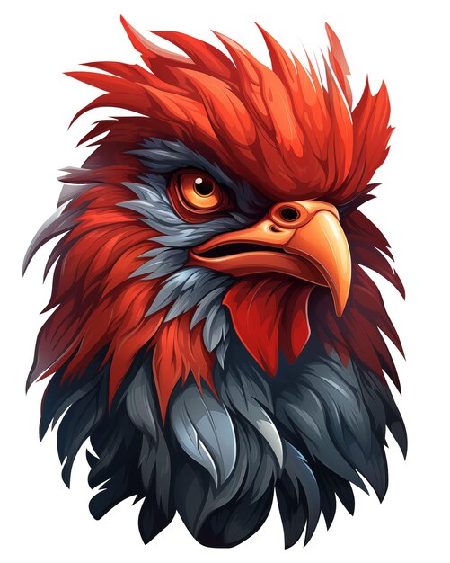 PSD chicken rooster illustration logo design with transparent background