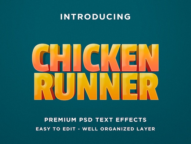 Chicken Runner - Szablon Tekstowy 3d Efekt Psd