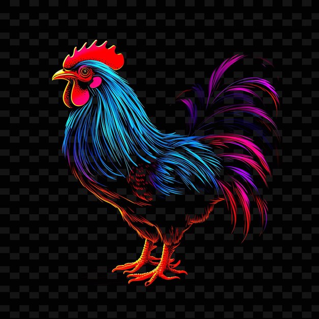 Chicken rustic barnyard angular neon lines cornstalks feathe png y2k shapes transparent light arts