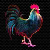 PSD chicken rustic barnyard angular neon lines cornstalks feathe shape y2k neon light art collections