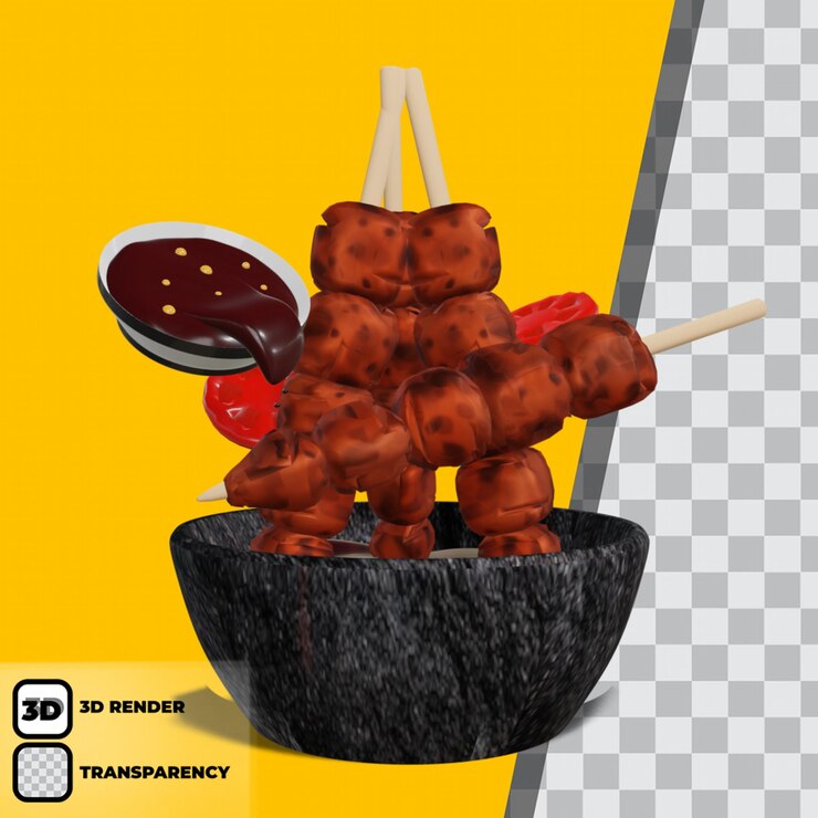PSD 雞肉和花生 3d 透明背景