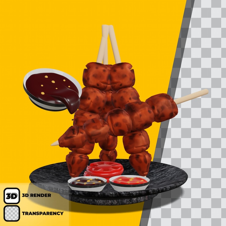 PSD 雞肉和花生<unk> 3d 透明背景