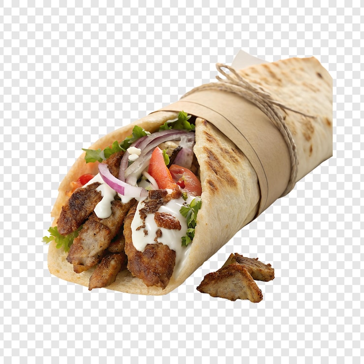 PSD chicken shawarma isolated on transparent background
