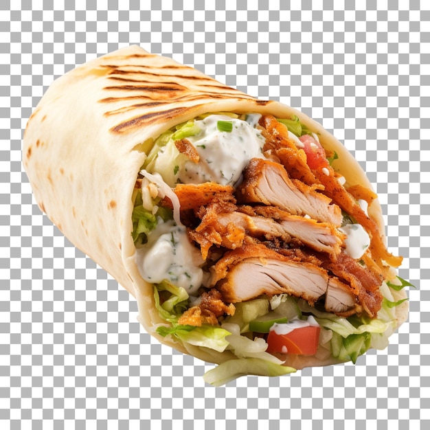 Shawarma di pollo su sfondo trasparente