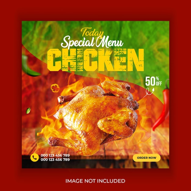 Chicken social media post design psd file