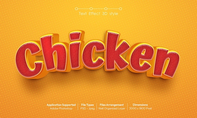 Chicken text effect with 3d font style