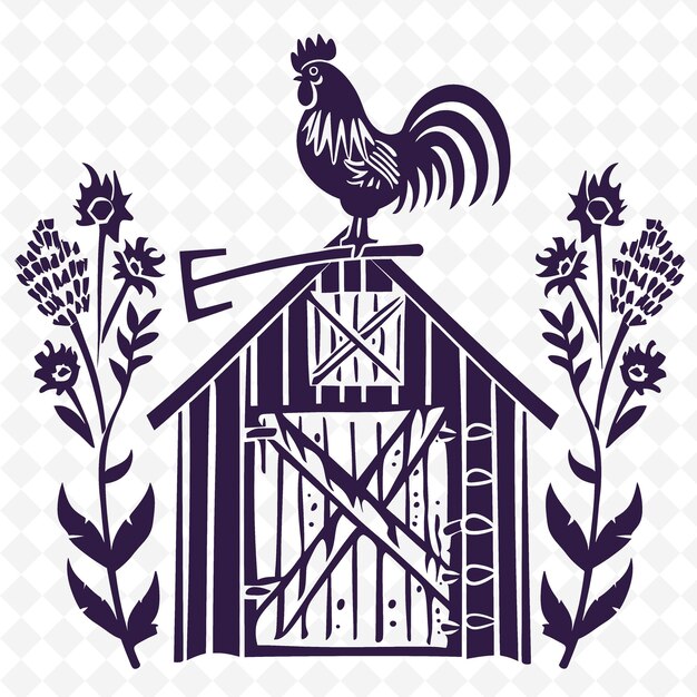 PSD a chicken on top of a chicken coop with the word quot chickens quot on it