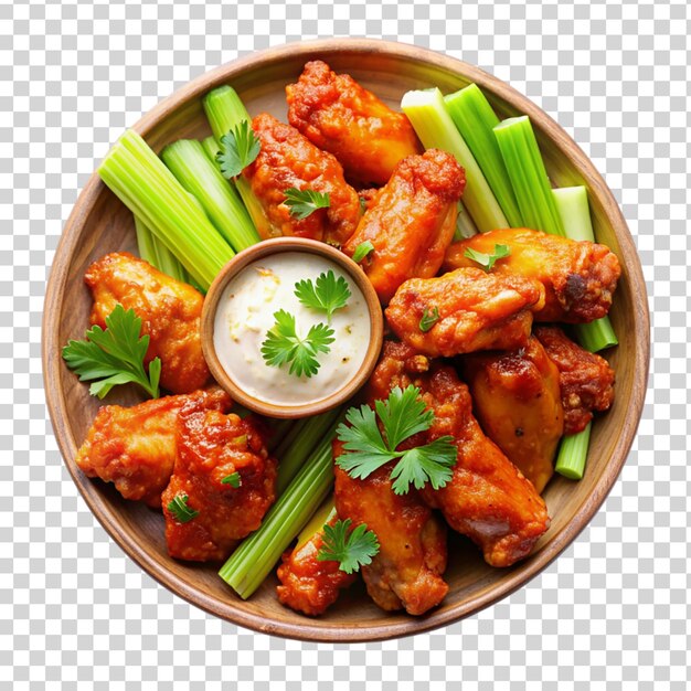 PSD chicken wings on plate isolated on transparent background