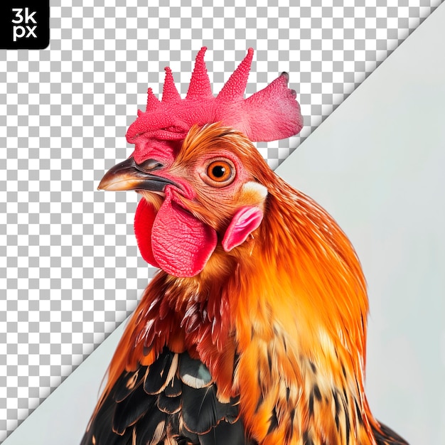 PSD un pollo con una corona sulla testa è mostrato in una foto
