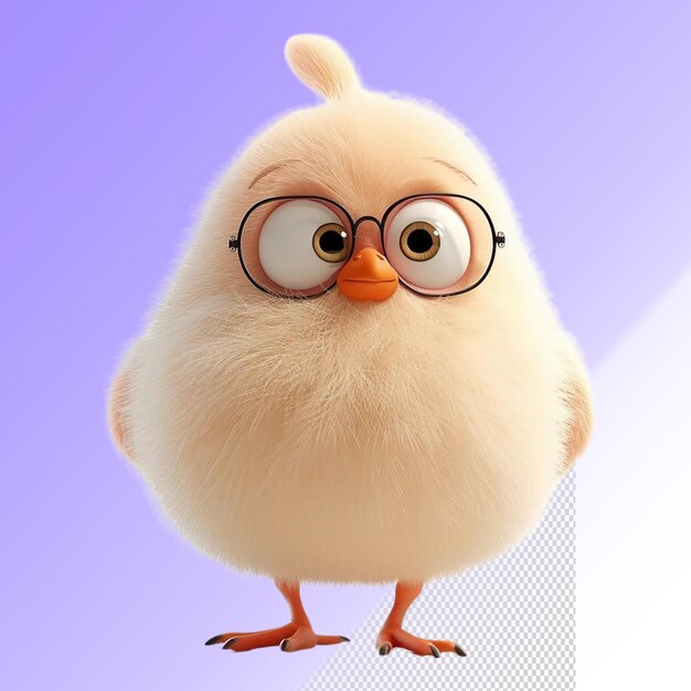 A chicken with glasses on and a pair of glasses