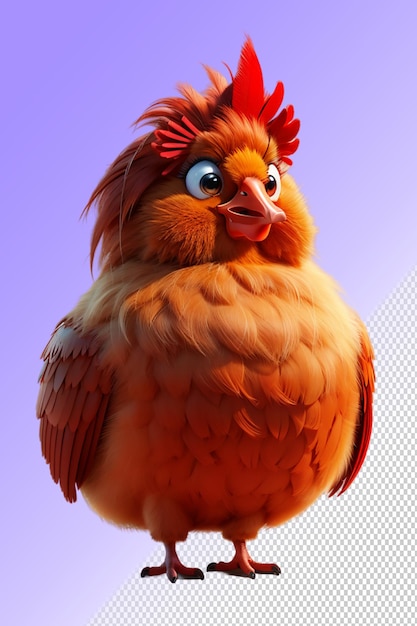 PSD un pollo con un becco rosso e uno sfondo blu