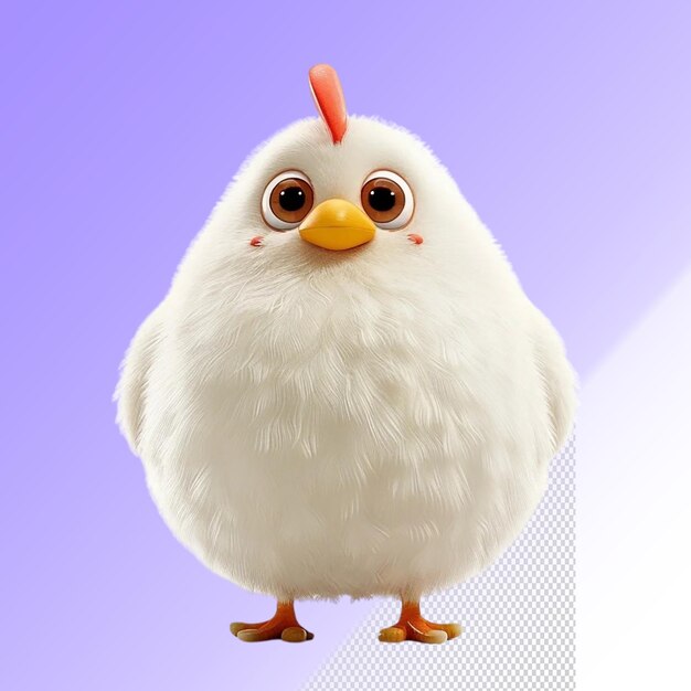 PSD a chicken with a red beak and orange beak stands on a purple background