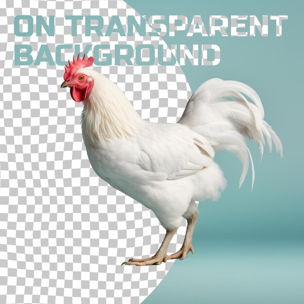 PSD a chicken with a red head and a white body on it