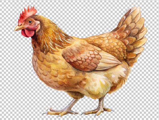 PSD a chicken with a red head and a white body