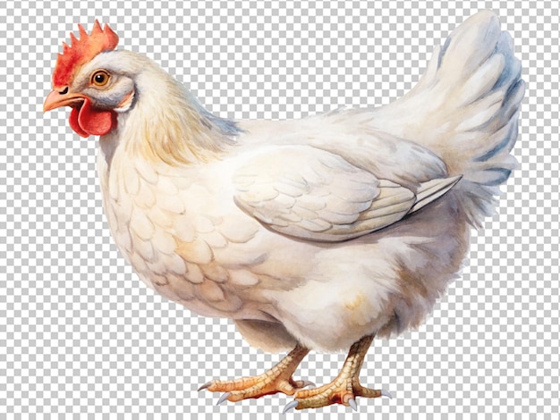 PSD a chicken with a red head and a white body