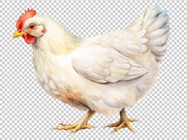 PSD a chicken with a red head and a white body