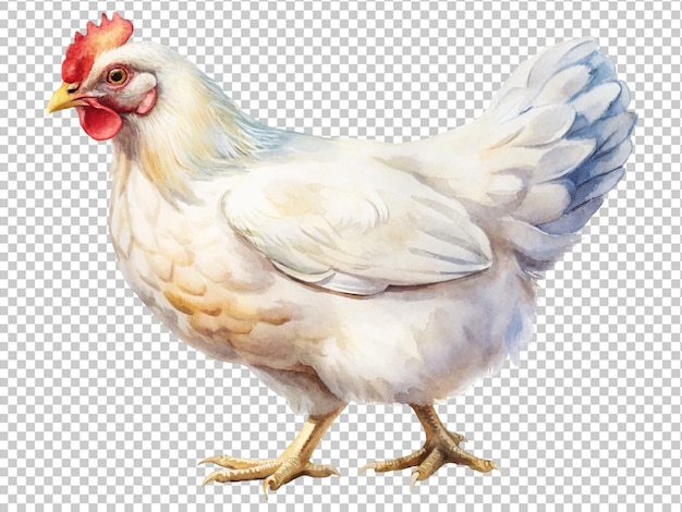 PSD a chicken with a red head and a white body