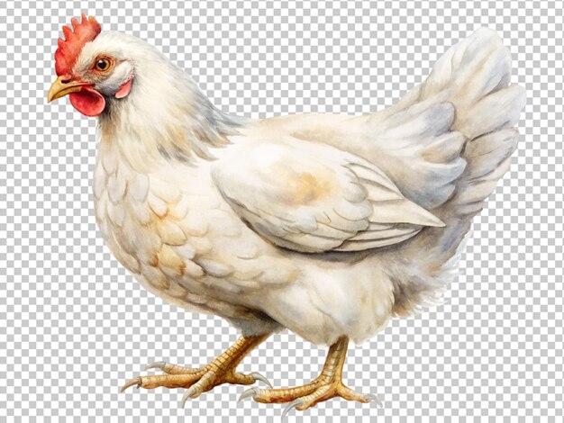 PSD a chicken with a red head and a white body