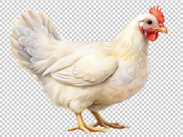 PSD a chicken with a red head and a white body