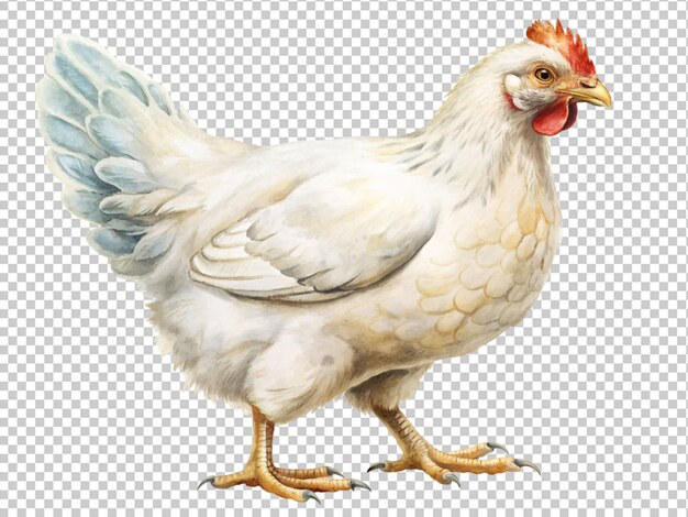 PSD a chicken with a red head and a white body