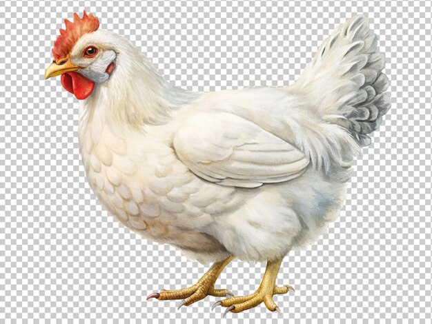 PSD a chicken with a red head and a white body