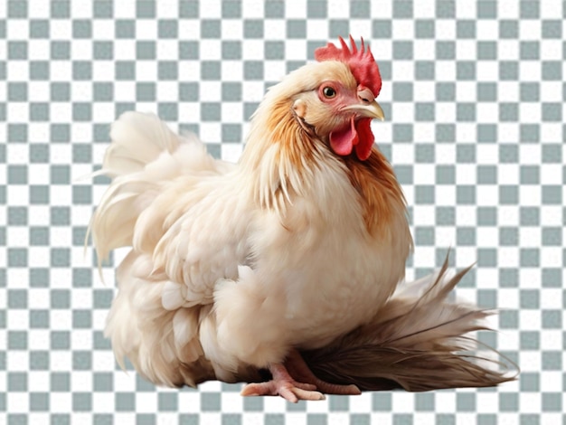 PSD a chicken with a red head and a white body